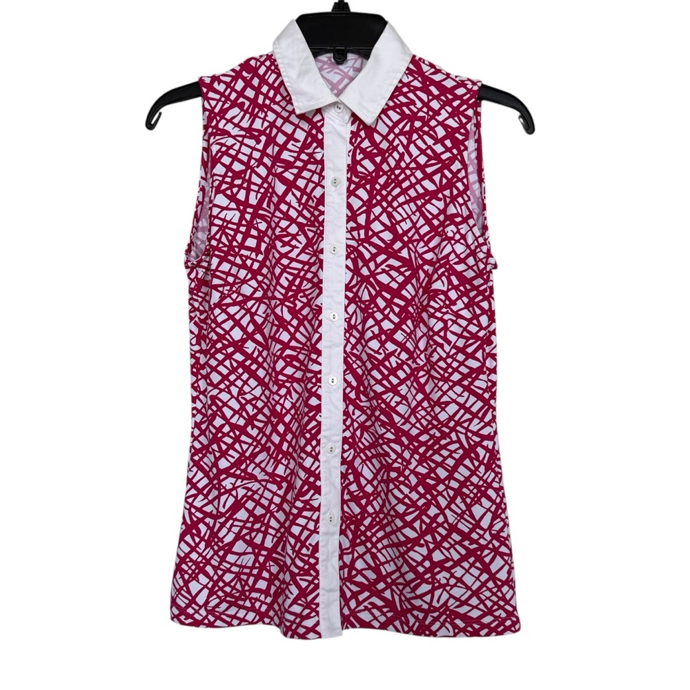 J. McLaughlin Women’s Sz S Betty Blouse Catalina Cloth Button Up Sleeveless Top